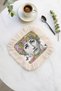 Floral Portrait Tasseled Presentation Napkin - Vintage Bohemian Pastel Cream Coaster Tissue - 7
