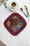 Exotic Tiger Motif Fringed Presentation Napkin - Vibrant Bohemian Red Berceste Coaster Tissue - 7