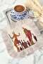 Ancient Greek Art Fringed Presentation Napkin-Classic Retro Wine-Themed Beige Burgundy Coaster Tissue - 6