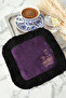 Luxurious Floral Fringed Presentation Napkin - Romantic Bohemian Purple Black Coaster Presentation Tissue - 5