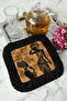 African Patterned Fringed Presentation Napkin - Ethnic Bohemian Black Coffee Black Fringed Coaster Napkin - 4