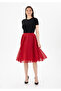 Midi Length Polka Dot Pleated Chiffon Skirt