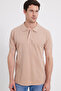 Men's Slim Fit 100% Cotton Short Sleeve Polo Collar Beige T-Shirt - 8