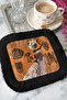 African Ethnic Motif Fringed Presentation Napkin - African Style Bohemian Orange Black Coaster Handkerchief