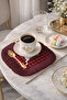Elegant Winter Deer Motif Fringed Presentation Napkin - Rustic Plaid Burgundy-Anthracite Coaster Tissue - 4