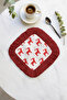 Red Christmas Deer Motif Tasseled Presentation Napkin - New Year Themed Red Coaster Tissue - 4