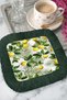 Lemon Garden Fringed Cocktail Napkin - Tropical Summer Style Dark Green Coaster Napkin - 7