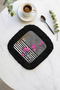 Baroque Striped Fringed Presentation Napkin - Floral Luxurious Glam Eclectic Black Pink Coaster Tissue - 2