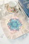 Elegant Mandala Art Fringed Coffee Side Serving Napkin - Bohemian Ethnic Blue Lilac Cream Presentation Napkin - 6