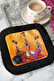 African Art Fringed Presentation Placemat Tissue - Ethnic Bohemian Warm Orange Black Presentation Napkin - 8