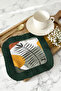 Tropical Leaf Fringed Presentation Napkin - Natural Bohemian Green Mustard Design Coaster Napkin - 3