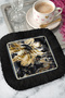 Luxurious Gold-Color Moire Fringed Presentation Napkin - Stylish Bohemian Black Gold-Color Coaster Tissue - 3