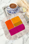 Pop Art Colorful Tasseled Presentation Napkin - Geometric Modern Orange Cream Coaster Tissue - 5