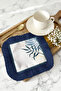 Luxurious Palm Leaf Fringed Presentation Napkin - Natural Bohemian Mediterranean Navy Blue Coaster Tissue - 7