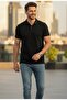 Men's Cotton Fabric Black Polo Collar T-Shirt - 4