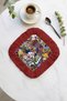 Pop Art Elegance Fringed Presentation Decoration Handkerchief - Colorful Retro Bohemian Red Fringe Coffee Napkin - 8