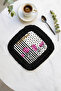 Baroque Striped Floral Fringed Presentation Napkin - Elegant Glam Bohemian Black Fuchsia Coaster Tissue - 6