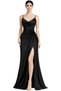 Women’s Elegant Evening Maxi Dress with Draped Bodice, Rhinestone Embellishment & Side Slit