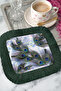 Eye-Catching Peacock Feather Fringed Presentation Napkin - Elegant Bohemian Green Primary Color Coaster Tissue - 7