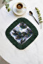 Eye-Catching Peacock Feather Fringed Presentation Napkin - Elegant Bohemian Green Primary Color Coaster Tissue - 6