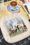Miniature Palace Stories Fringed Presentation Napkin - Pastoral Ethnic Blue Coaster Tissue - 2
