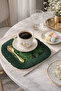 Tropical Leaf Fringed Presentation Napkin - Natural Green Bohemian Dark Green Coaster Serving Napkin - 2