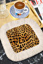 Leopard Luxury Fringed Coffee Side Presentation Cocktail Napkin - Wild Bohemian Natural Beige Coaster Tissue - 2
