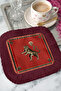 Luxurious Tiger Figured Fringed Presentation Napkin - Asian-Inspired Bohemian Red Coaster Tissue - 5