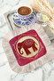 Indian Motif Fringed Presentation Napkin - Elegant Eastern Breeze Bohemian Burgundy Coaster Tissue - 6