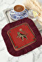 Luxurious Tiger Figured Fringed Presentation Napkin - Asian-Inspired Bohemian Red Coaster Tissue - 8