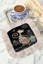 Floral Colorful Cat Fringed Presentation Napkin-Artistic Bohemian Floral Black Coaster Serving Tissue - 4