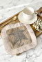 Luxurious Leopard Figured Fringed Coffee Side Serving Napkin - Wild Bohemian Safari Beige Cream Presentation Napkin - 6