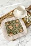 Luxurious Floral Motif Fringed Decorative Napkin - Elegant Vintage Bohemian Green Beige Coaster Tissue