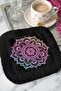 Mandala Sparkling Fringed Coffee Serving Napkin - Color Transitioning Bohemian Black Coaster Tissue - 4