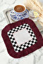 Luxurious Checkered Fringed Presentation Placemat Tissue - Timeless Classic Bohemian Burgundy Black Presentation Napkin - 8