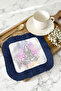 Hamsa Mandala Fringed Decorative Fabric Napkin - Meditation Bohemian Navy Blue Coaster Handkerchief - 3