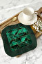 Luxurious Geometric Fringed Presentation Napkin - Modern Emerald Green Black Fringed Coaster Tissue - 6