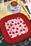 Luxurious Cherry Fringed Decorative Fabric Napkin - Cheerful Pink Retro Red Coaster Tissue - 4