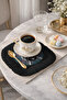 Buddha Mandala Fringed Decorative Fabric Napkin - Spiritual Bohemian Black Blue Coaster Tissue - 4
