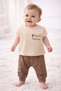 Baby, Unisex, 100% Organic Cotton, Brown. 2-Piece Pants and T-Shirt Set (Waterproof Zippered Organizer Bag Is a Gift.)