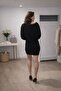 Off-The-Shoulder Lace-Up Black Mini Dress - 4