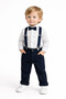 Baby Boy Suspender Pants Set with Bow Tie Stylish Kids Outfit - 2