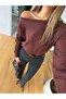 Kayık Yaka Basic Knitwear - Brown - 3