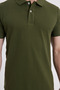 Men's Slim Fit 100% Cotton Short Sleeve Polo Collar Khaki T-Shirt - 4