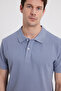 Men's Slim Fit 100% Cotton Short Sleeve Polo Collar Gray T-Shirt - 2