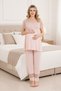 New Season Powder Short Lace Sleeve Special Design Summer Button Detailed Maternity Pajama Set - 7
