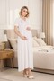 New Season Ecru Summer Short Sleeve Special Design Button Detailed Maternity Nightgown - 3