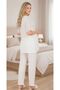 New Season Ecru Short Sleeve Scallop Linen Detailed Special Design Summer Maternity Pajama Set - 4