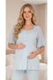 New Season Blue Short Sleeve Scallop Linen Detailed Special Design Summer Maternity Pajama Set