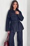 Women's Tie-Detail Oversized Jacket and Pants Denim Set - 2